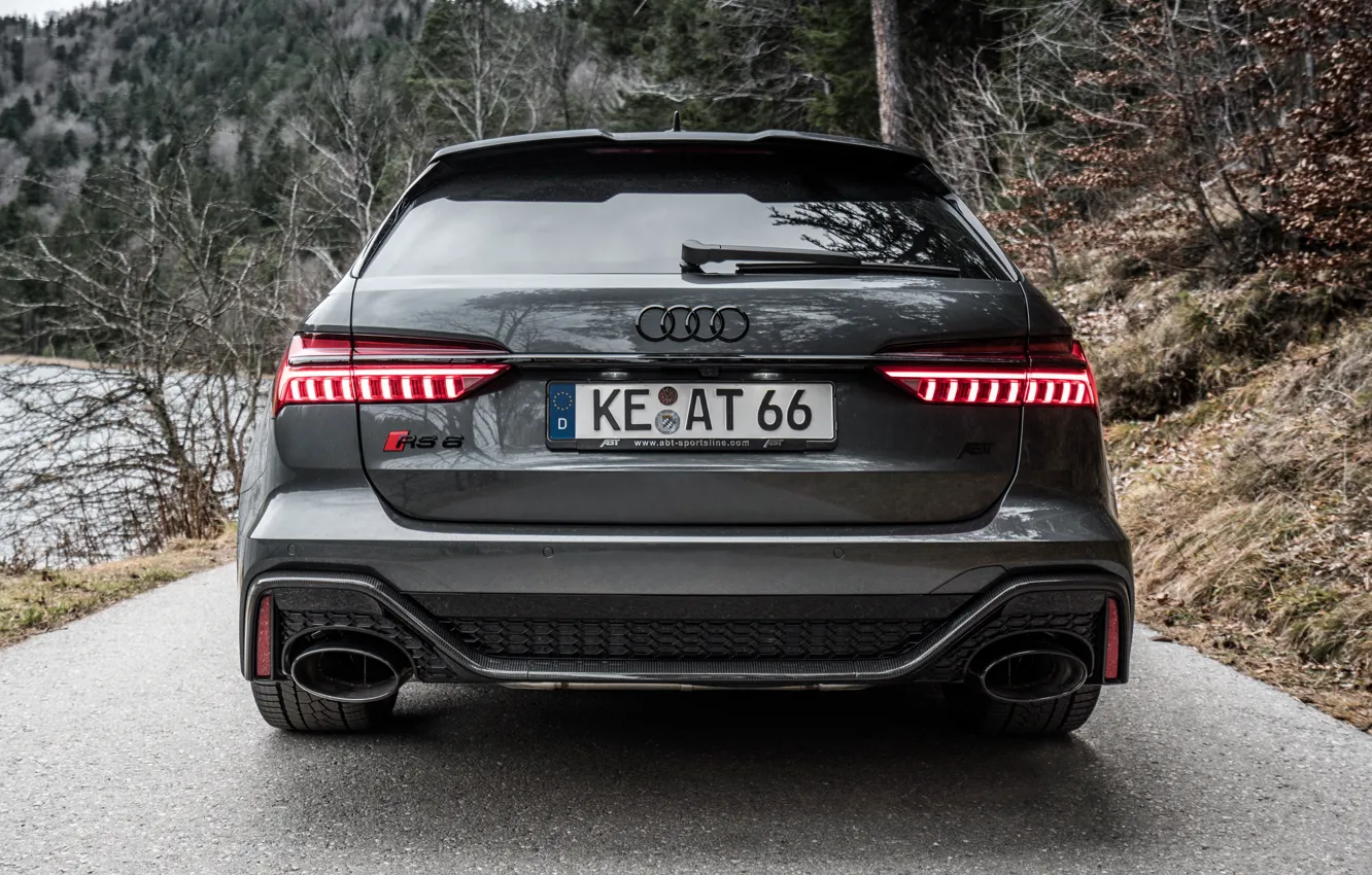 Фото обои Audi, вид сзади, ABT, Avant, RS6, RS 6, 2020