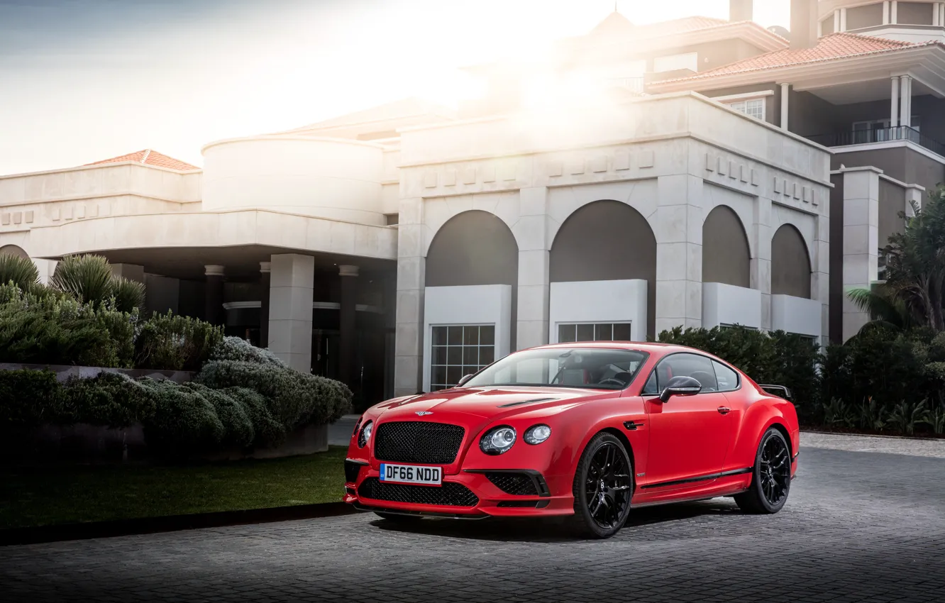 Фото обои Красный, Bentley, Continental, Автомобиль, 2017, Supersports, Worldwide
