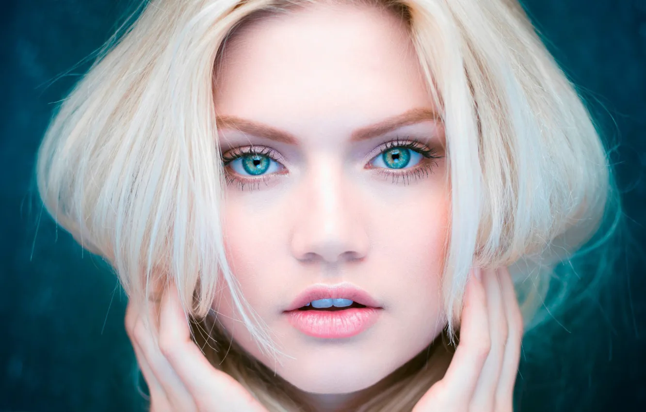 Фото обои beautiful, model, beauty, face, blonde, bishojo, green eye, Martina Dimitrova