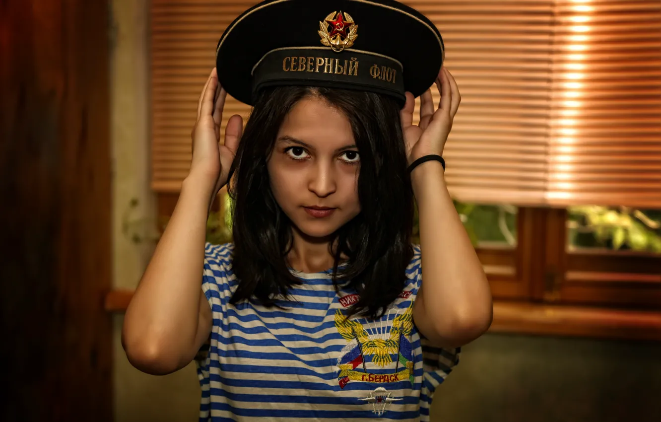 Фото обои girl, military, beautiful, uniform, Navy, день Победы, Emily Rain, Kide Fotoart