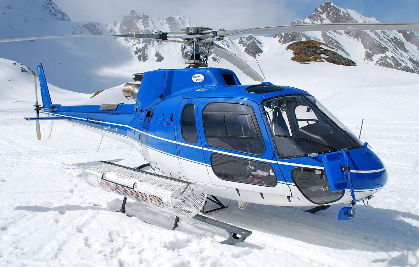 Фото обои горы, Снег, Helicopter, Вертолёт, show, mounts