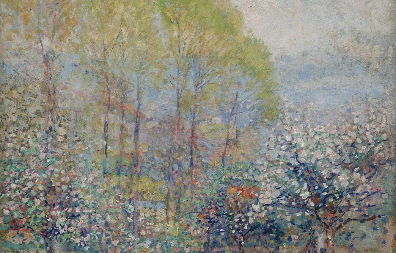 Фото обои пейзаж, картина, Karl Albert Buehr, Карл Альберт Бюр, 1909-11, Весна в Живерни
