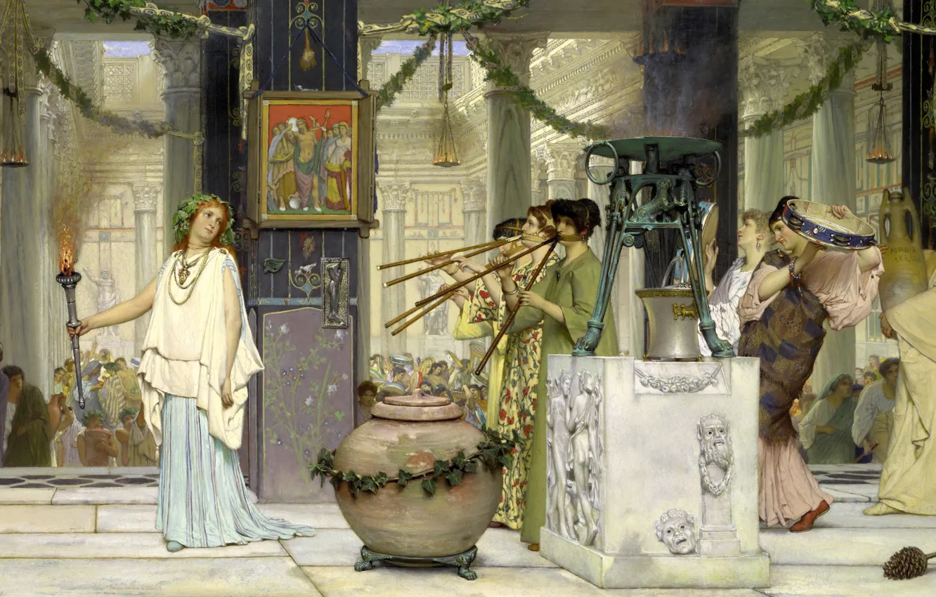 Фото обои картина, история, жанровая, Lawrence Alma-Tadema, Лоуренс Альма-Тадема, Праздник Сбора Винограда