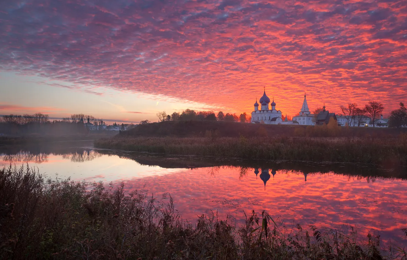 Фото обои осень, утро, Россия, Суздаль, Владимирская область