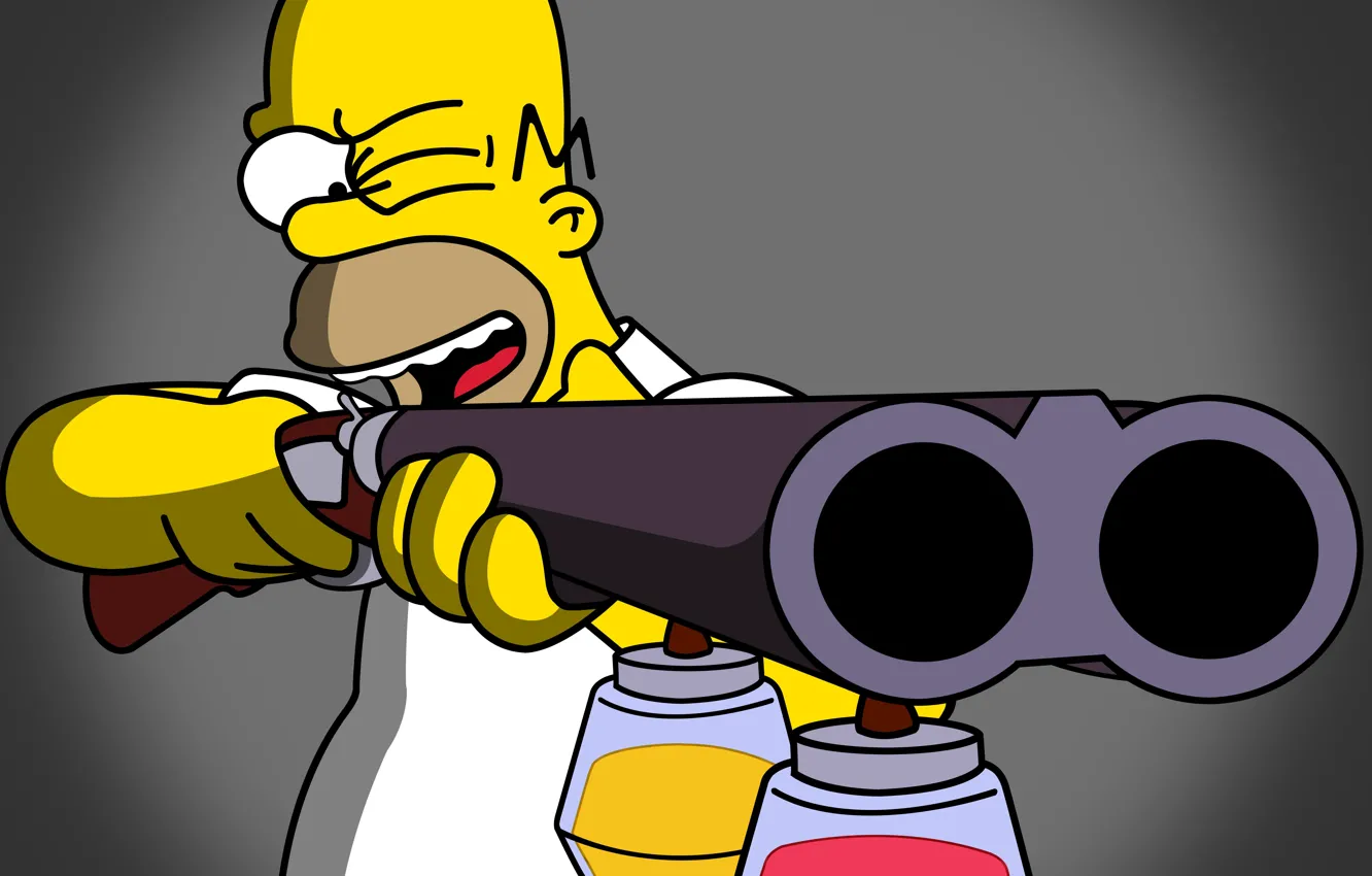 Фото обои арт, двухстволка, Homer Simpson, симсоны