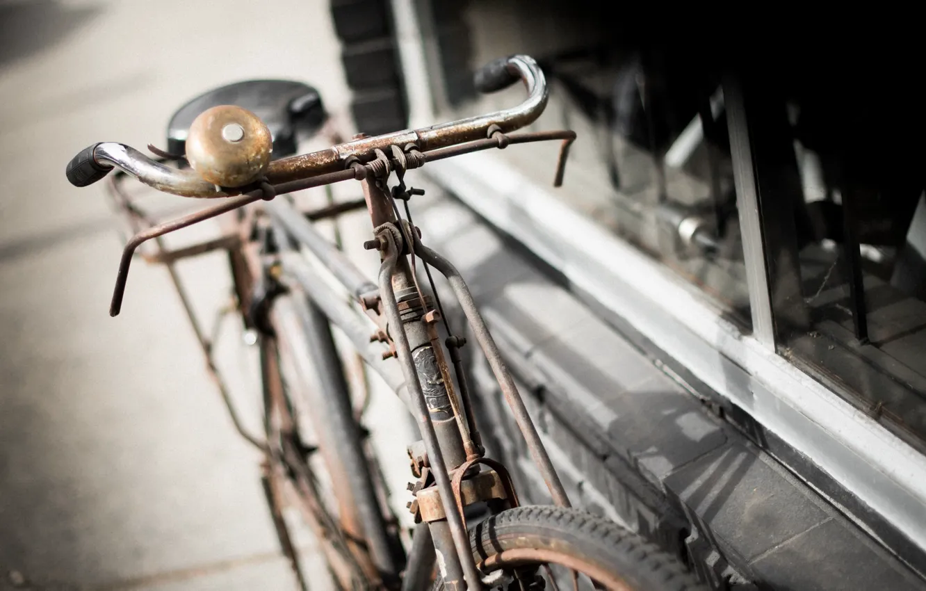 Фото обои велосипед, фон, улица