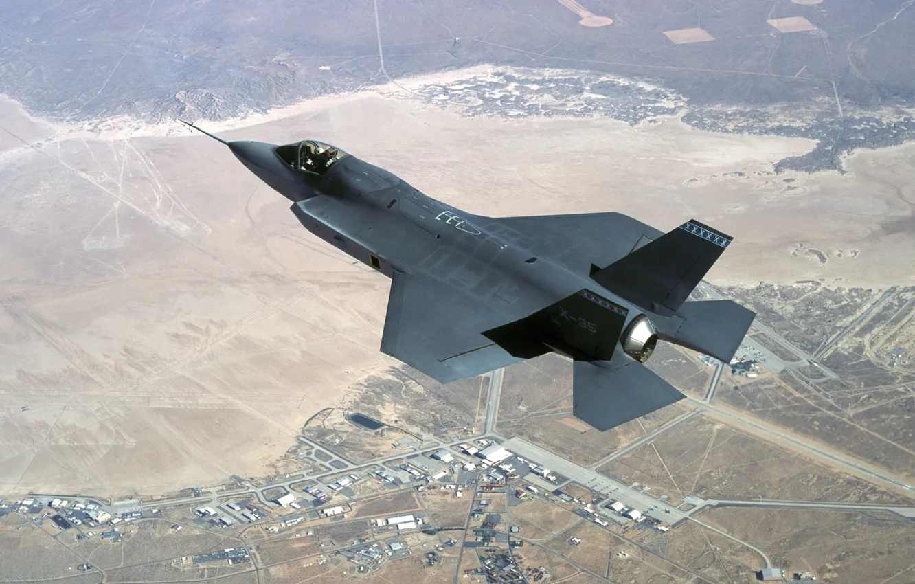 Фото обои земля, скорость, Истребитель, полёт, F-35