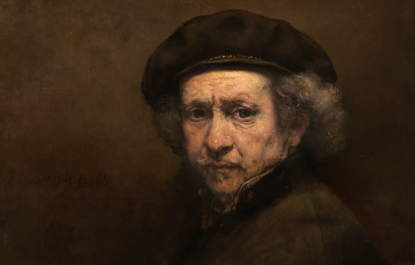 Фото обои Rembrandt, Рембрандт Харменс ван Рейн, Rembrandt Harmenszoon van Rijn, Рембрандт, Автопортрет, Dutch painter, голландский художник, …