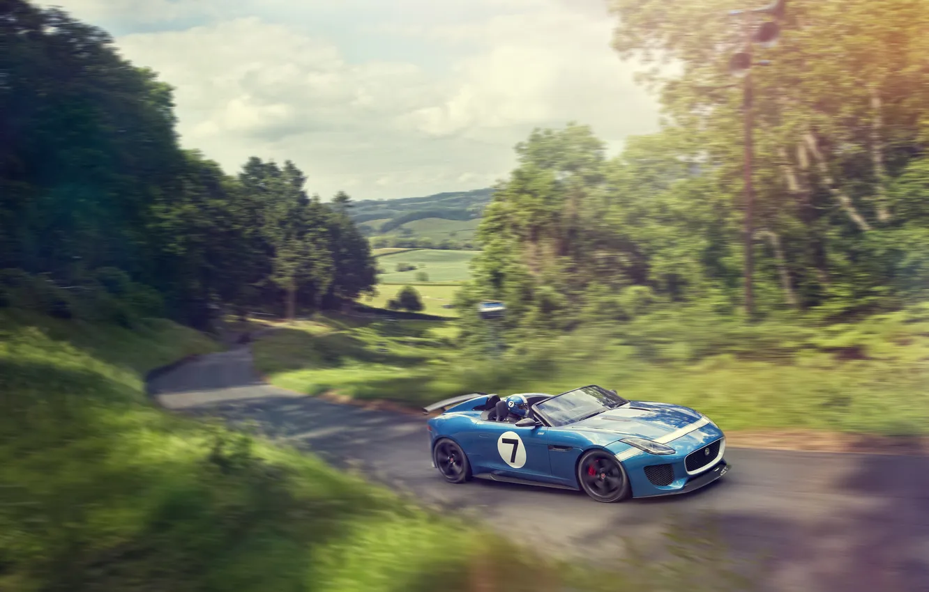 Фото обои дорога, машина, Concept, синий, Jaguar, концепт, ягуар, Project 7
