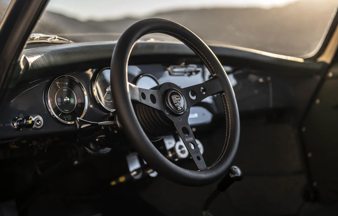 Фото обои Porsche, logo, 356, steering wheel, Porsche 356, Emory Motosports, C4S Allrad