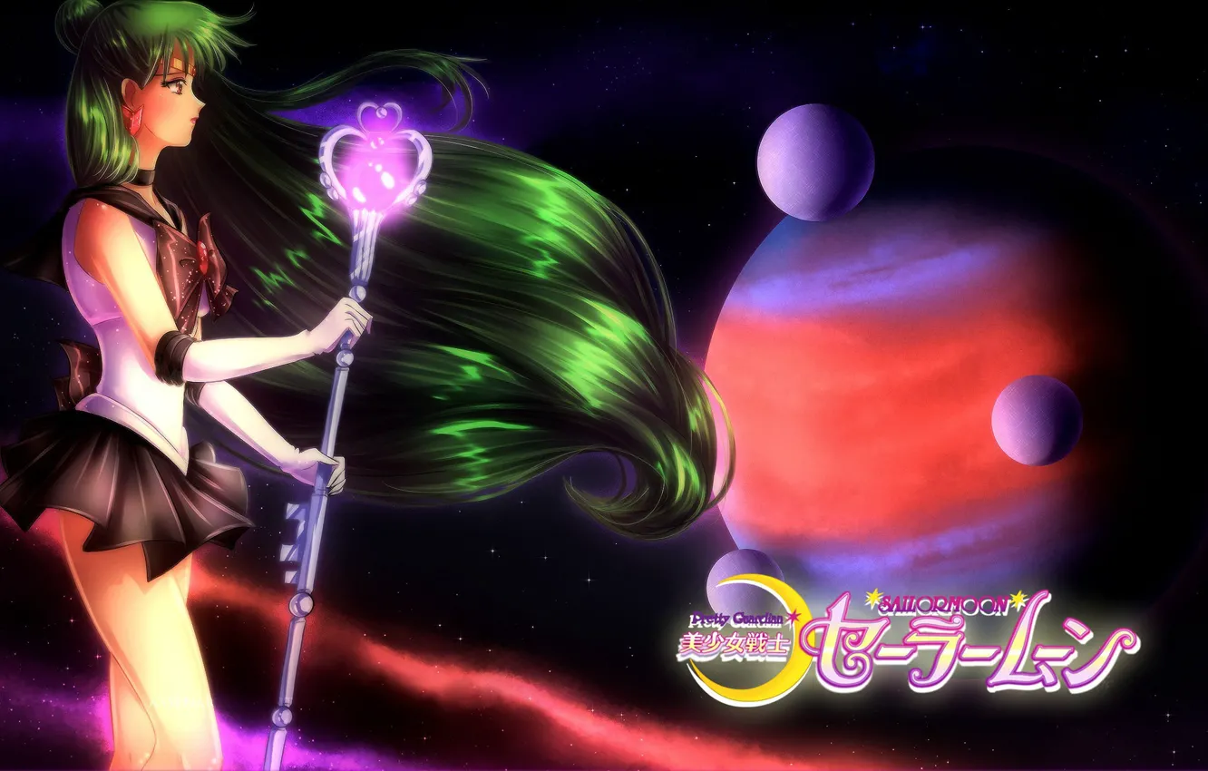 Фото обои девушка, планеты, Sailor Moon, Сейлор Мун