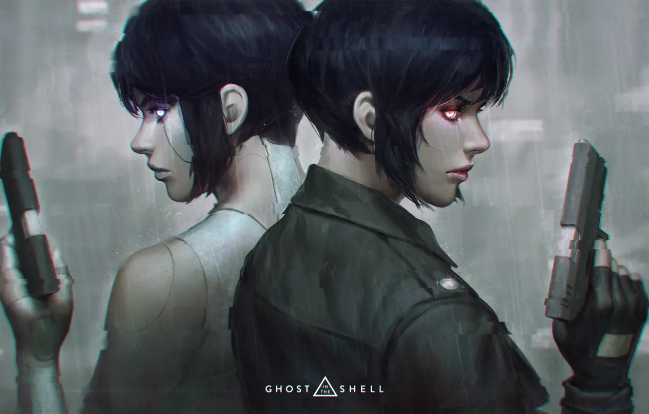 Фото обои оружие, пистолеты, арт, Призрак в доспехах, Ghost in the Shell, The Major