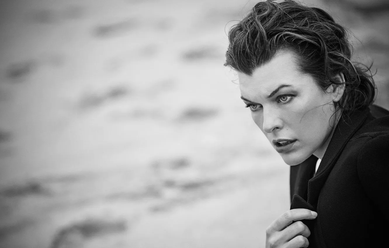 Фото обои фото, модель, портрет, макияж, актриса, брюнетка, прическа, черно-белое