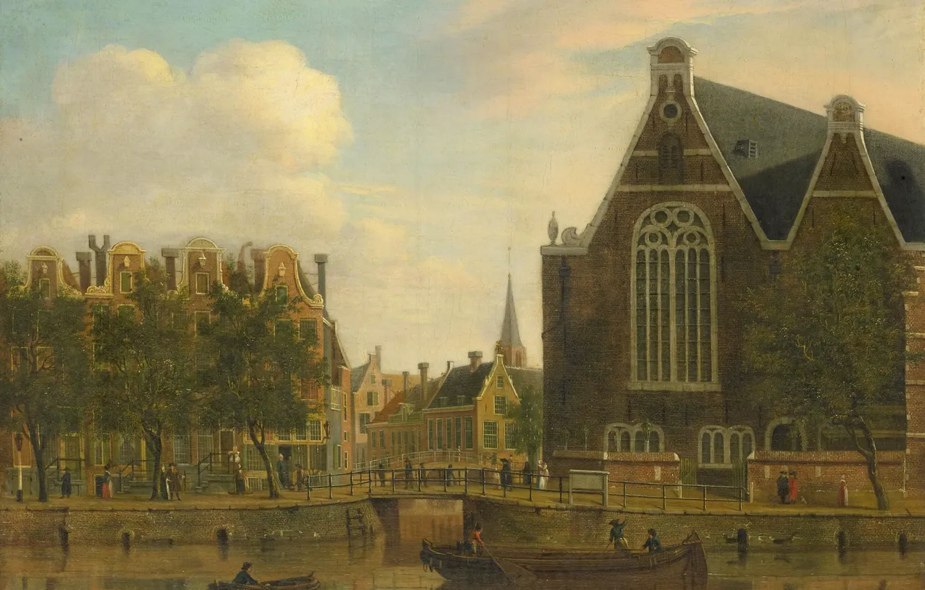 Фото обои масло, картина, холст, городской пейзаж, Ян Экельс Старший, Jan Ekels the Elder, 1781, Boerenverdriet на …