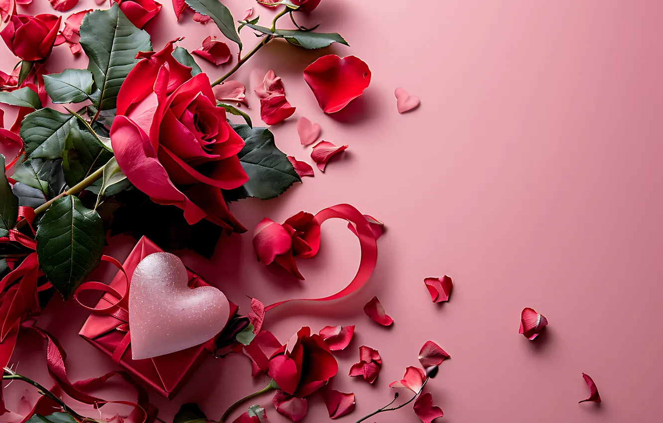 Фото обои любовь, цветы, подарок, романтика, сердце, розы, love, happy