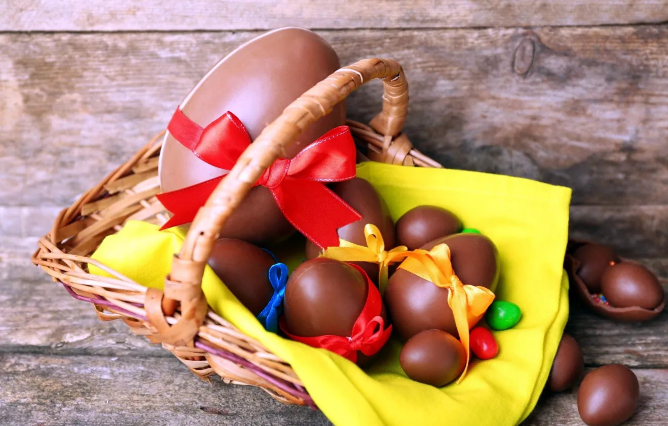 Фото обои шоколад, пасха, шоколадные яйца