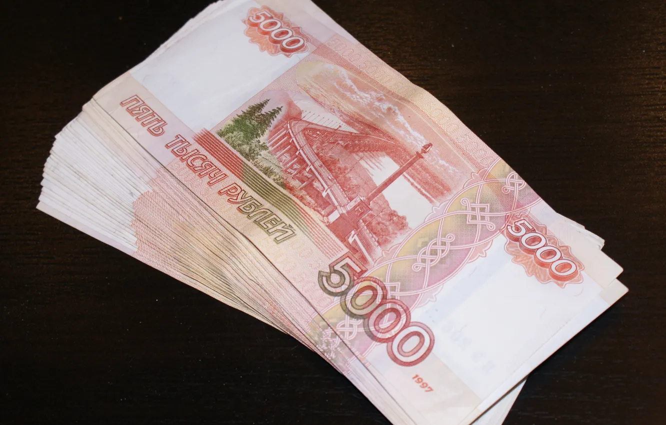 Фото обои Купюры, Деньги, Рубли, 5000, Крупным планом