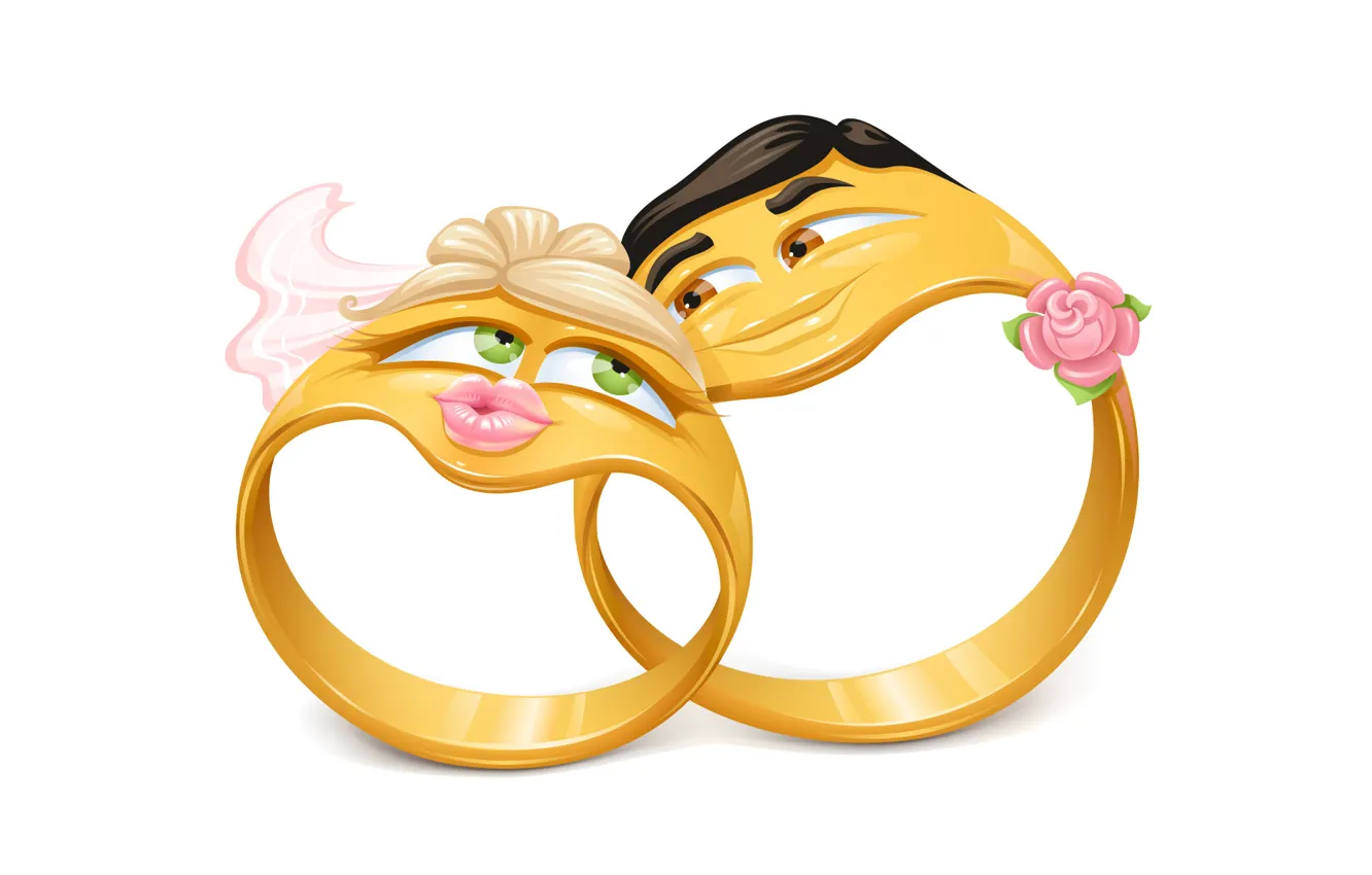 Фото обои рисунок, кольца, пара, цветочки, свадьба, обручальные кольца, брак