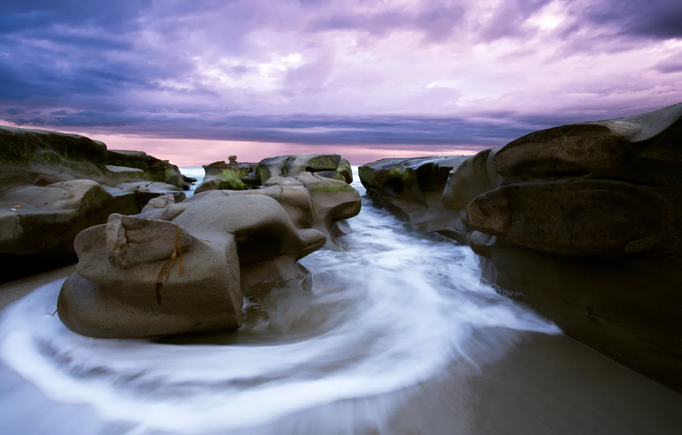 Фото обои пляж, камни, рассвет, Norway, Bremanger