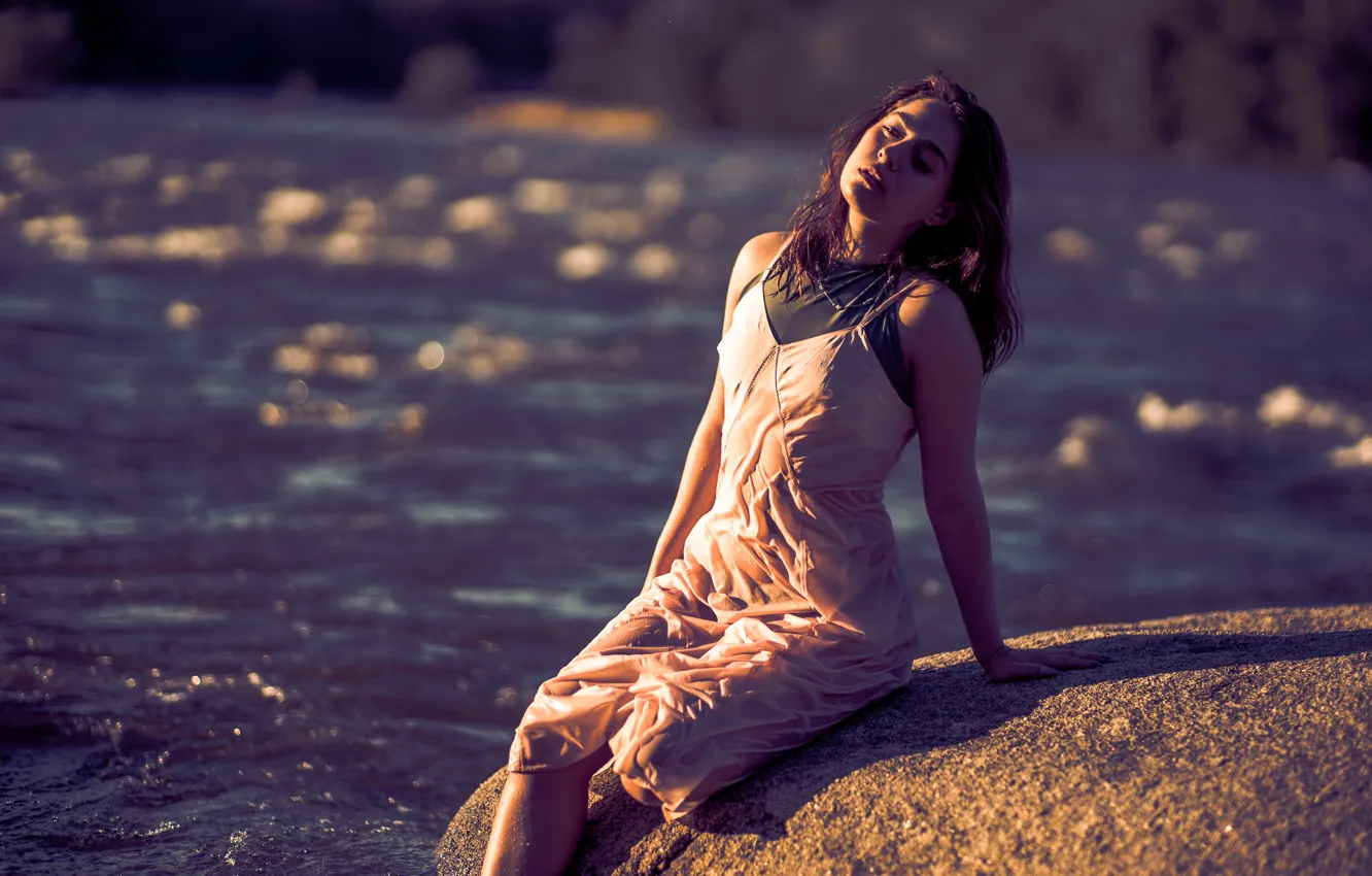 Фото обои девушка, поза, фон