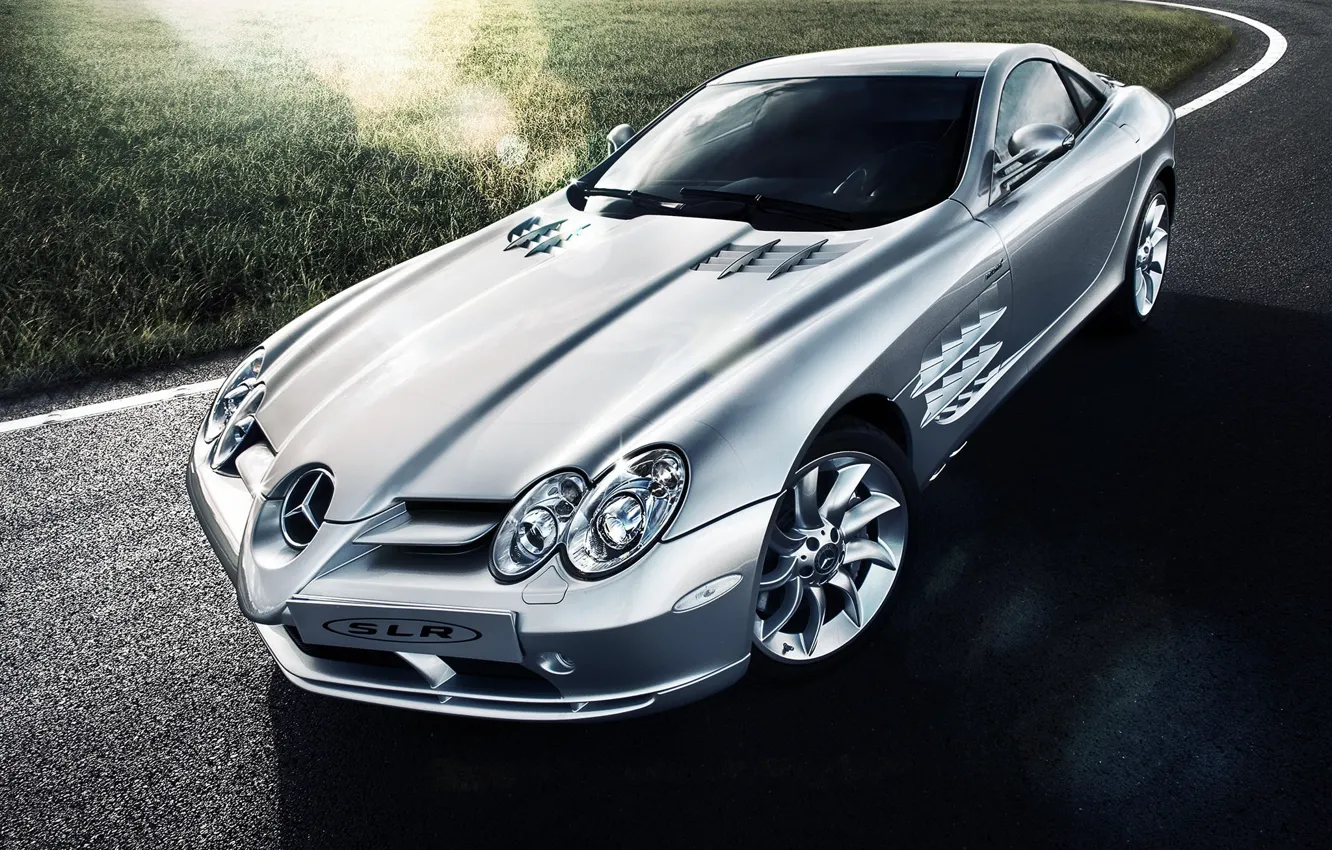 Фото обои Mercedes-Benz, SLR, серебристый, блик, мерседес бенц, silvery, Tomirri photography