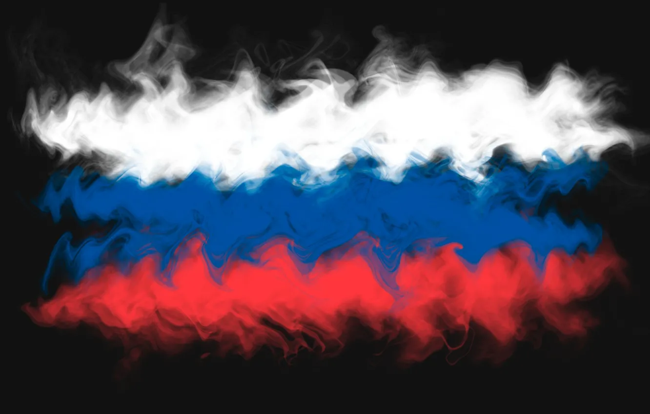 Фото обои абстракция, дым, флаг, Россия, триколор, Russia