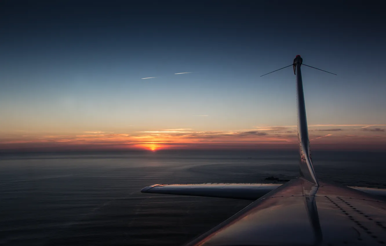 Фото обои закат, самолёт, Cessna