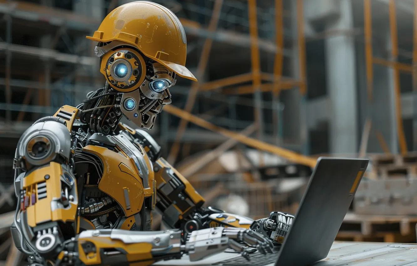 Фото обои robot, futuristic, construction, industry
