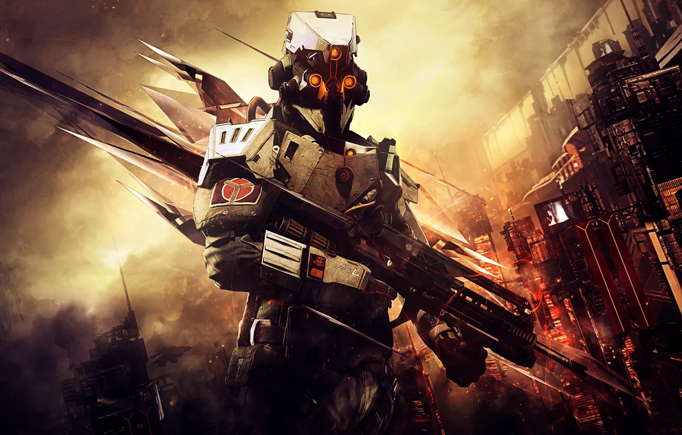 Фото обои City, Killzone, Abstract, Soldier, PlayStation 4, Video Game, Sony Computer Entertainment, Guerrilla Games