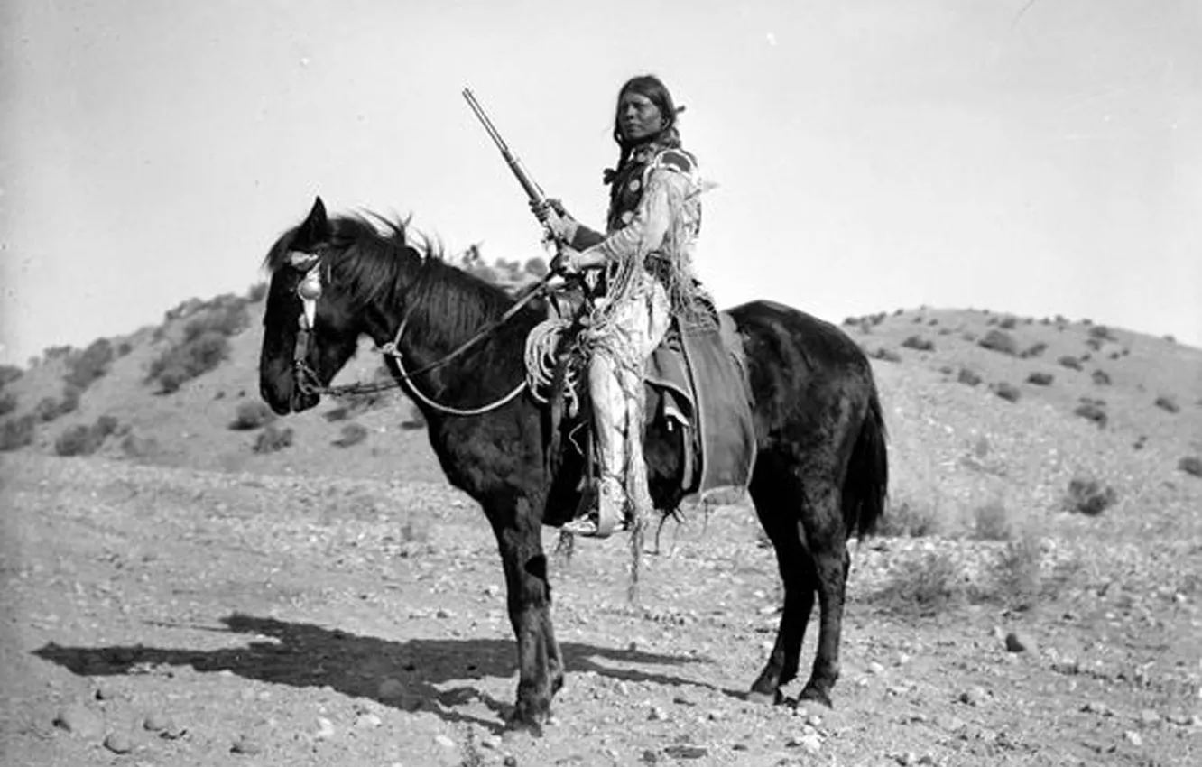 Фото обои horse, warrior, leader, proud, native american, first people