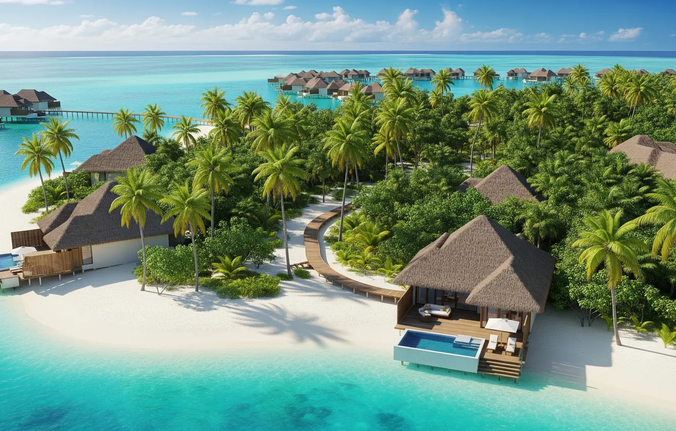 Фото обои пляж, небо, тропики, океан, обои, остров, wallpaper, beach