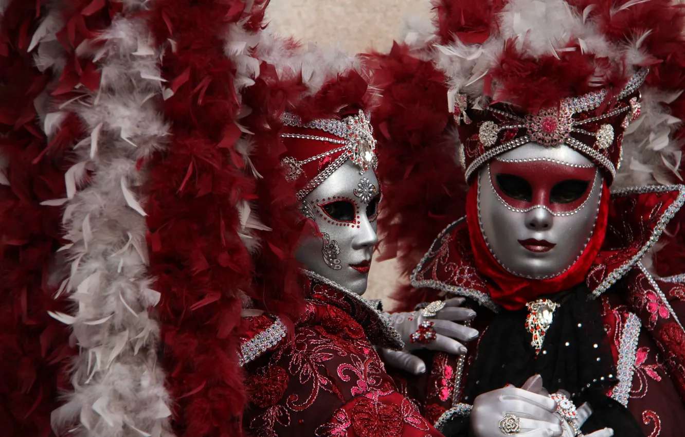 Фото обои перья, маска, костюм, Венеция, карнавал