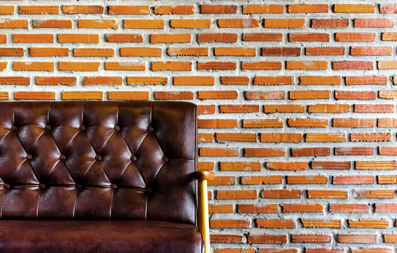 Фото обои wall, bricks, Armchair