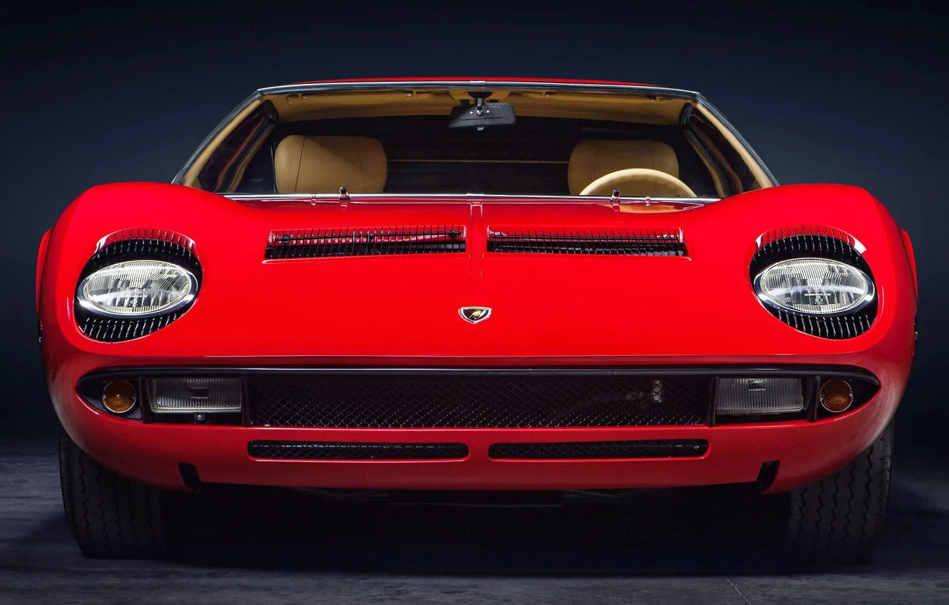 Фото обои Красный, Цвет, Авто, Lamborghini, Машина, 1971, Фары, Автомобиль