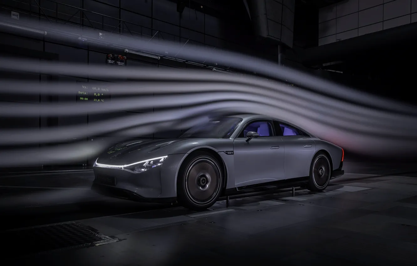 Фото обои купе, Mercedes-Benz, воздух, потоки, 2022, Vision EQXX Concept