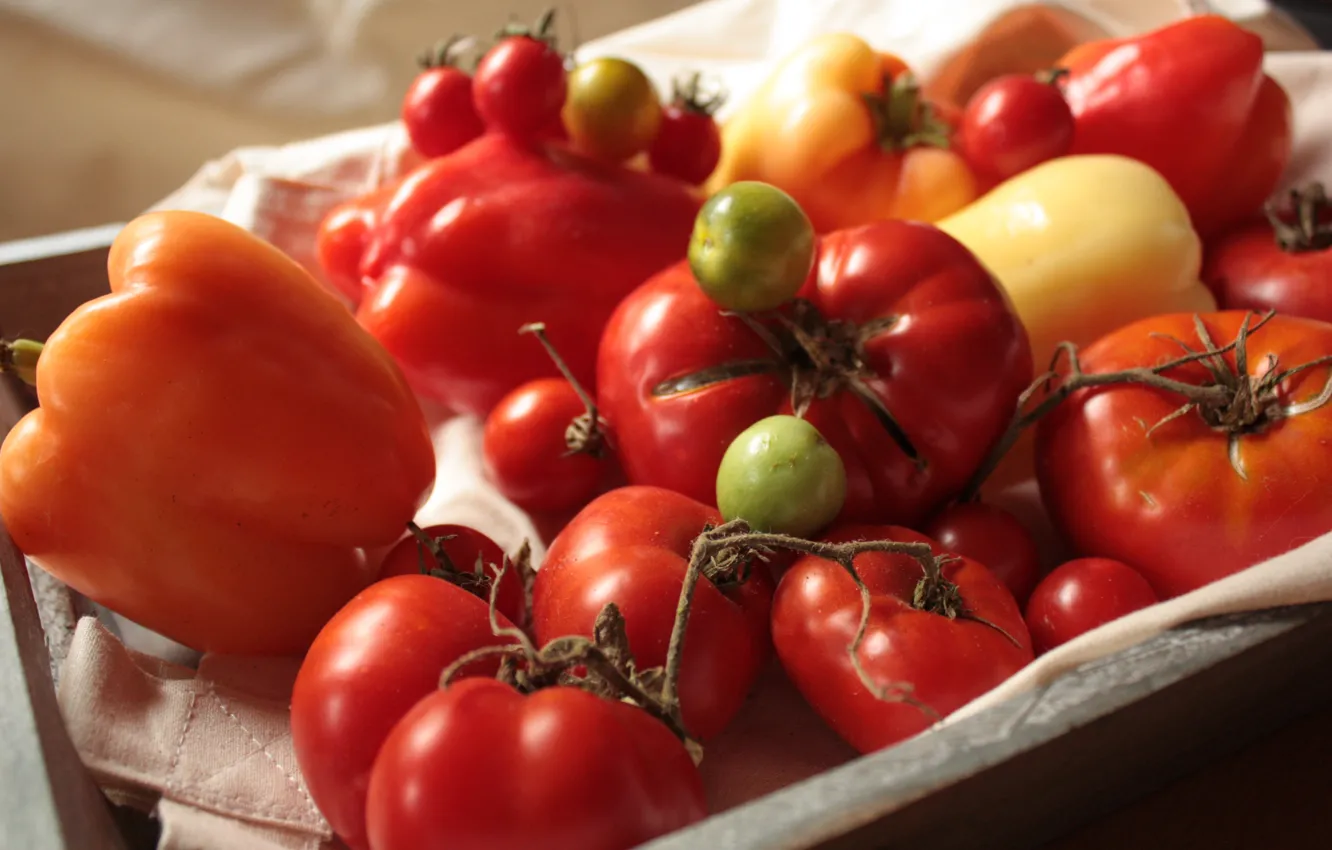 Фото обои перец, помидоры, tomatoes