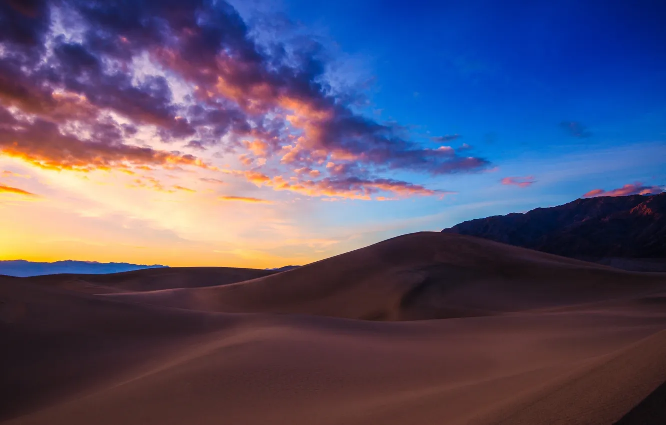 Фото обои рассвет, пустыня, дюны