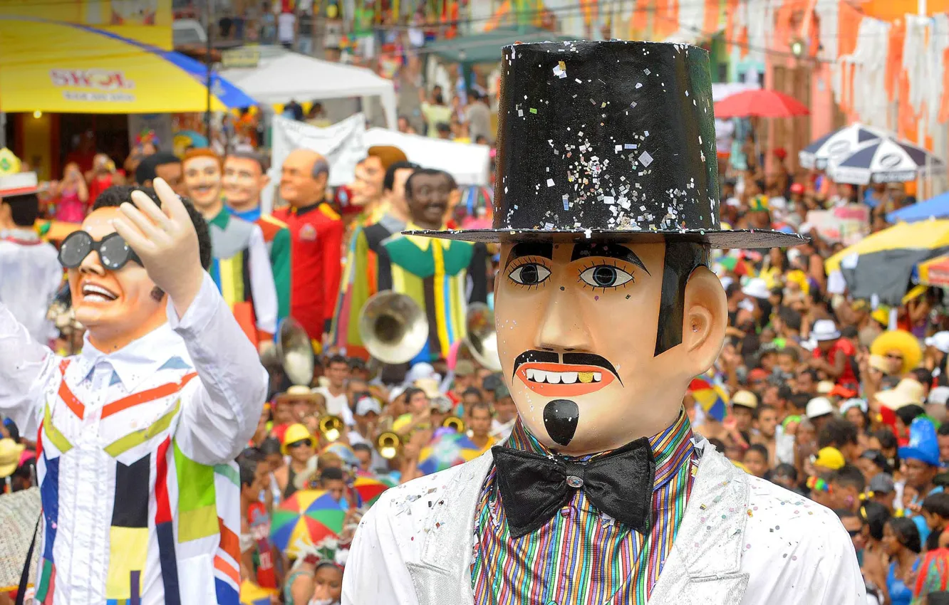 Фото обои карнавал, Бразилия, гигантские марионетки, Пернамбуко, Олинда
