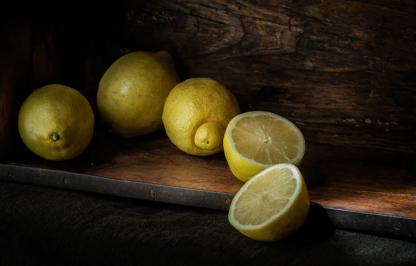 Фото обои цитрусы, половинки, лимоны