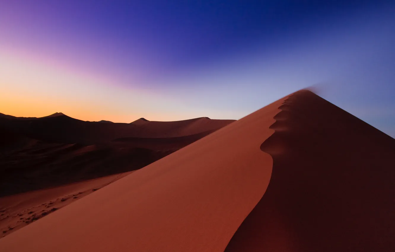 Фото обои песок, небо, восход, пустыня, дюны, Африка, Намибия