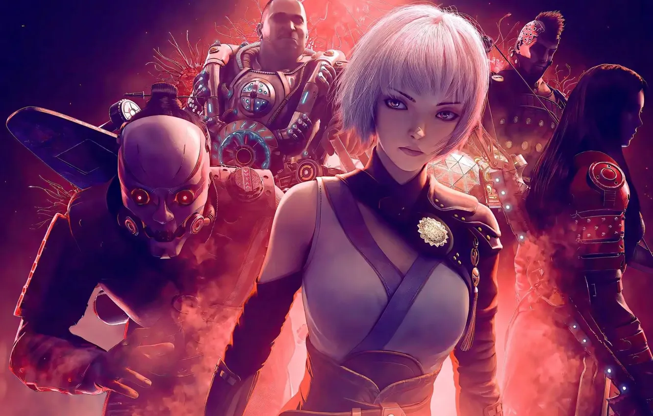 Фото обои CGI, fantasy girl, silver hair, fantasy men, Ling Long, Bai Yuekui