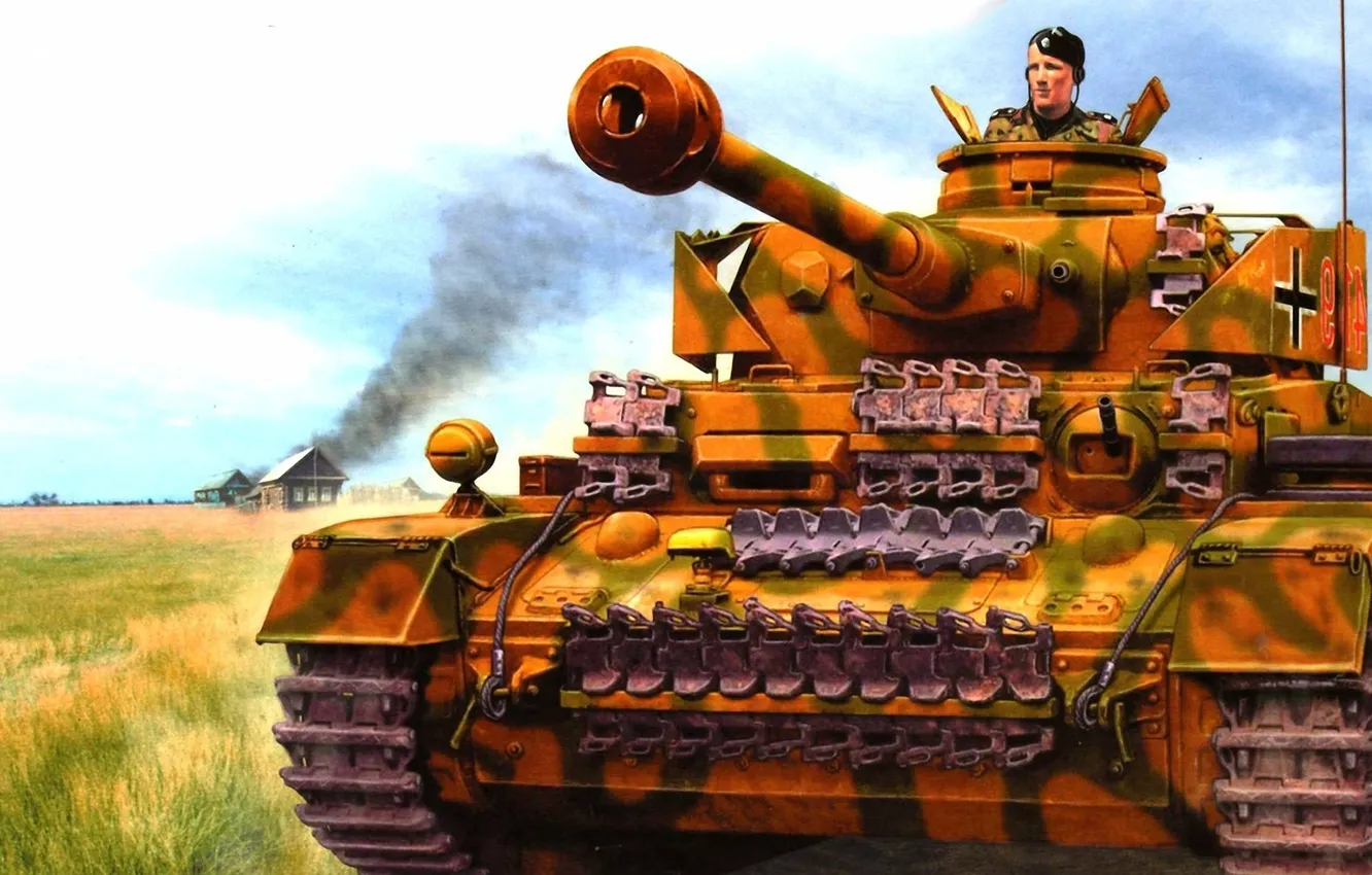 Фото обои рисунок, PzKpfw IV, немцы, танкист, Panzerkampfwagen IV, немецкий средний танк, Pz. IV, Панцеркампфваген IV