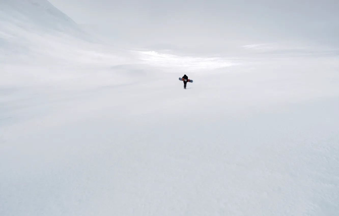 Фото обои зима, снег, природа, человек, лыжник