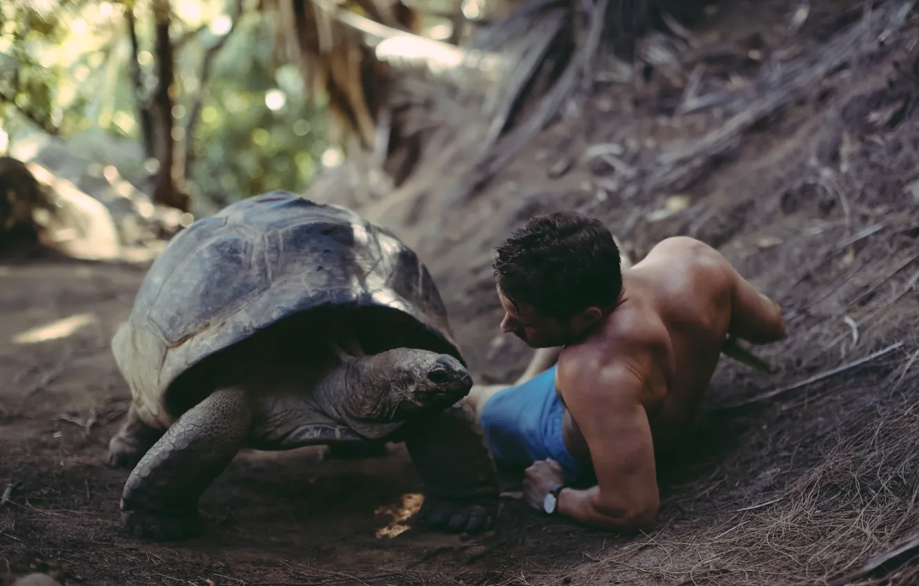 Фото обои черепаха, парень, David Olkarny, That was a big discussion