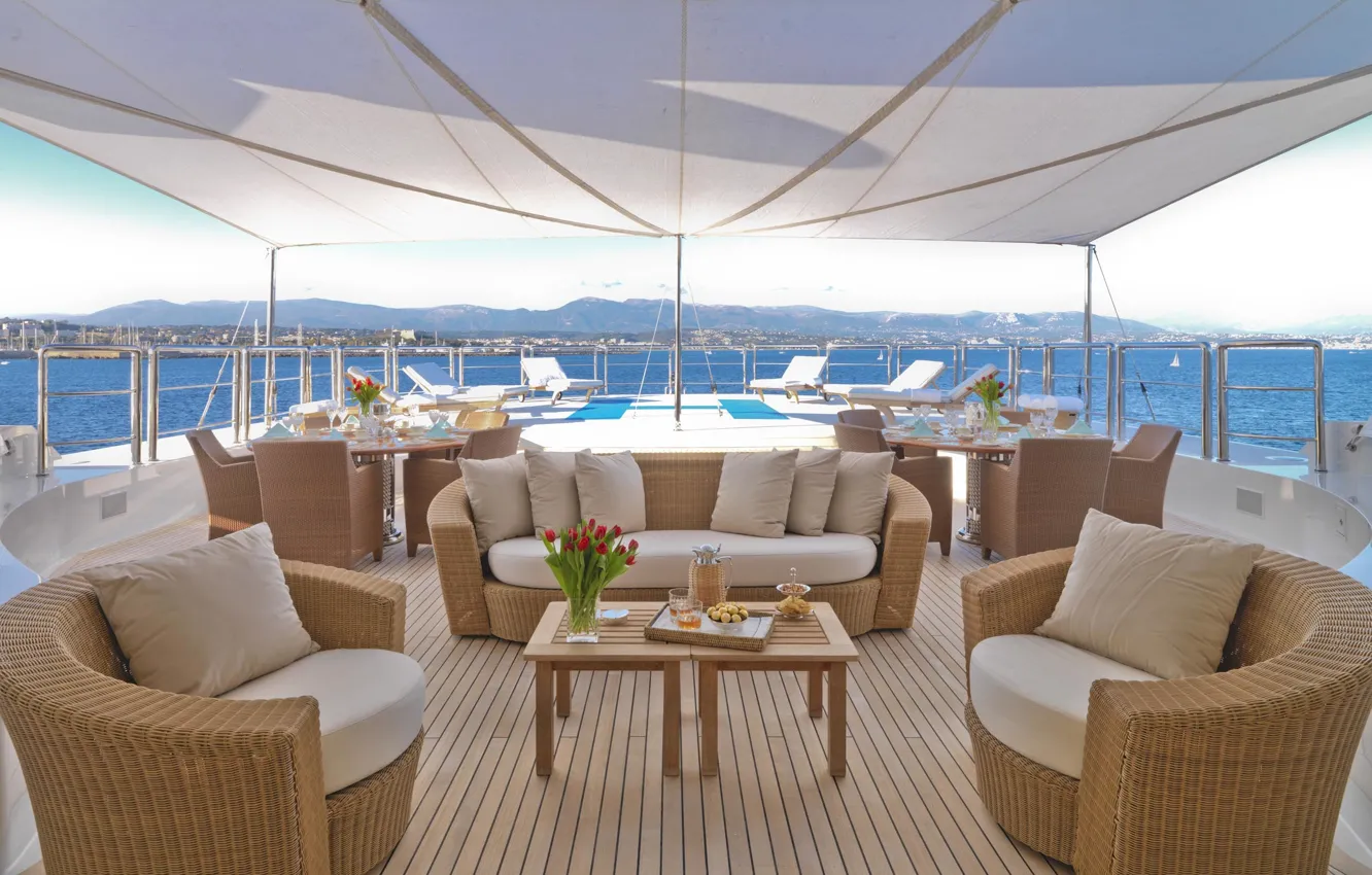 Фото обои дизайн, стиль, мебель, интерьер, яхта, палуба, люкс, super mega luxury yacht NATITA