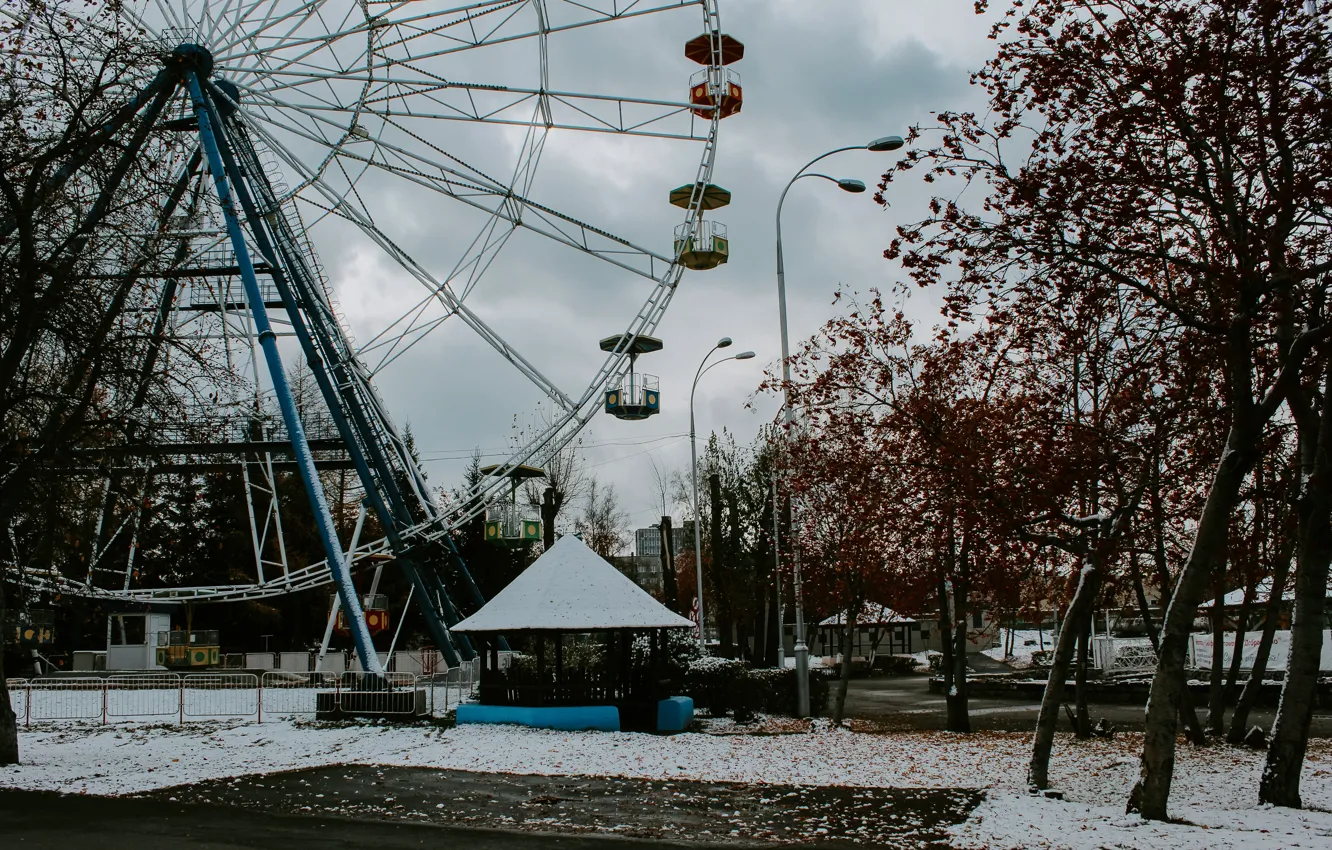 Фото обои Колесо Обозрения, Кемерово, Первый Снег