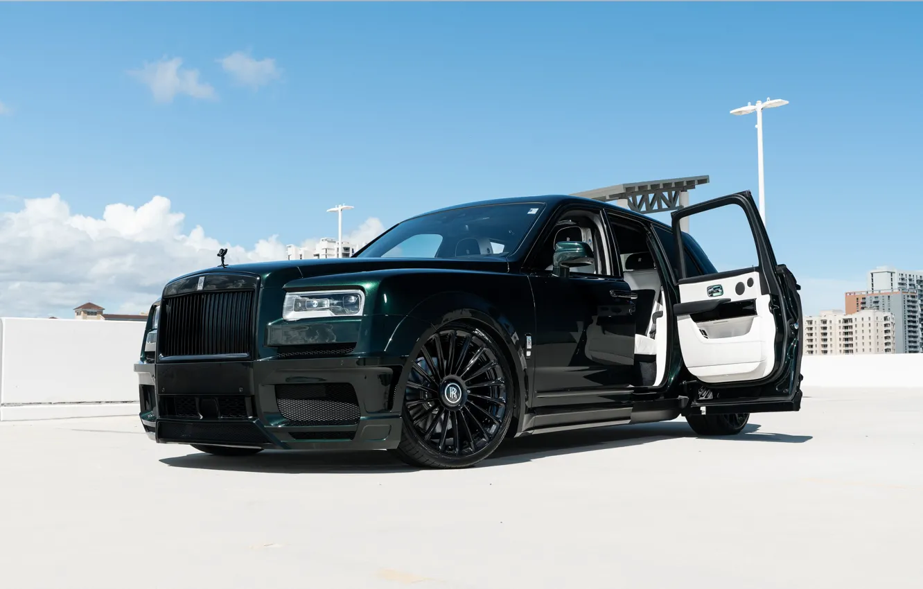 Фото обои Rolls Royce, Green, Cullinan, Rolls Royce Cullinan, Open doors