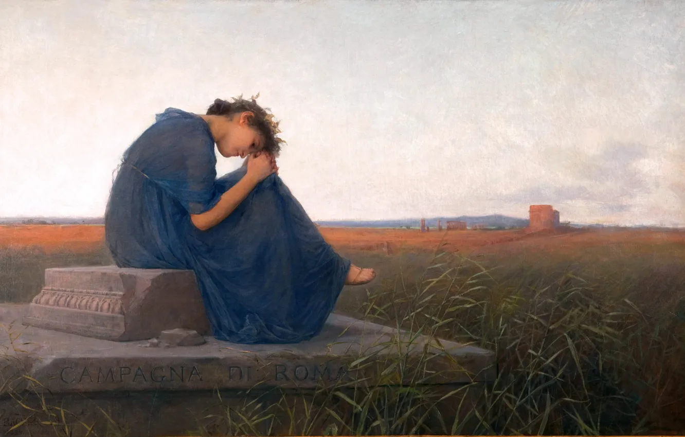 Фото обои Девушка, Картина, Гробница, Австрийский художник, Rudolf Bacher, Рудольф Бахер, Гробница Цецилии Метеллы