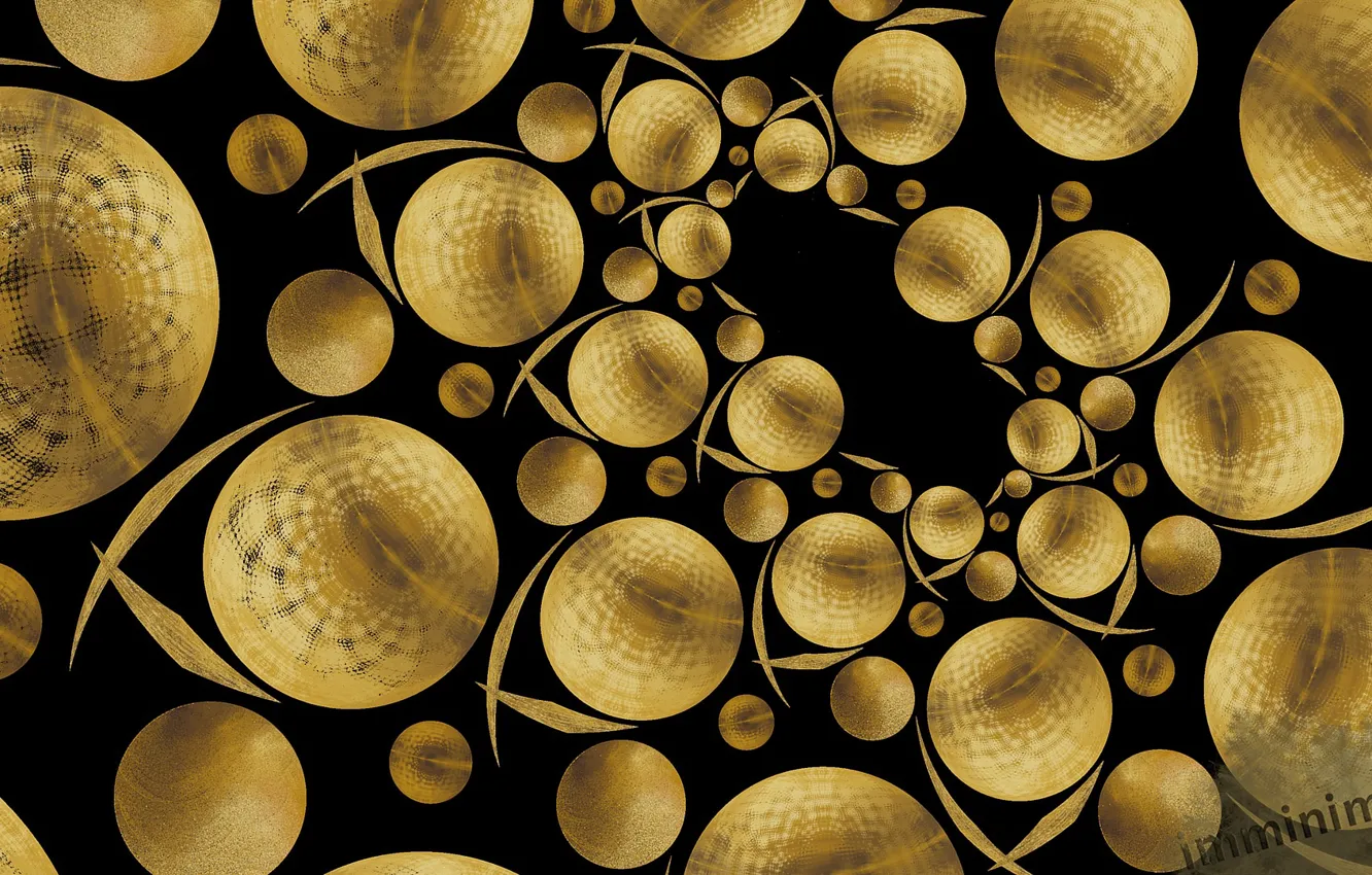 Фото обои круги, шары, золотые круги