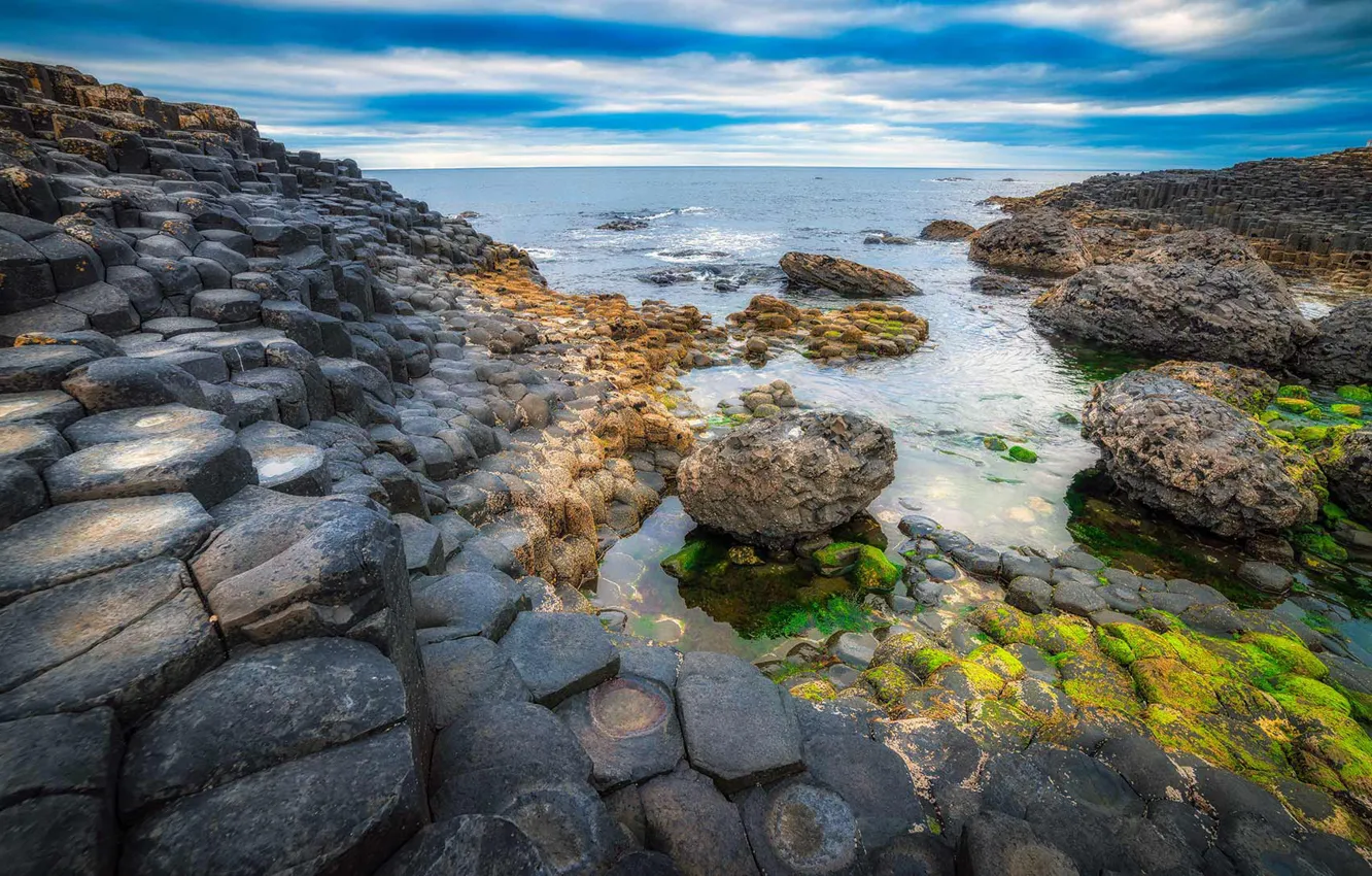 Фото обои море, скалы, Северная Ирландия, Дорога Гигантов, Бушмилс